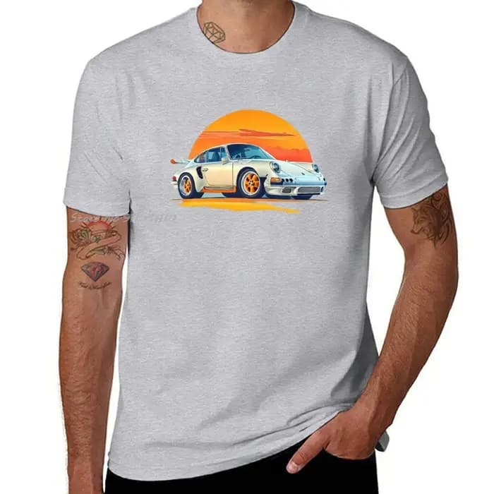 Blanc Porshe coton T-shirt vierges garçons imprimé Animal été unisexe hauts t-shirts Streetwear mode vêtements pour