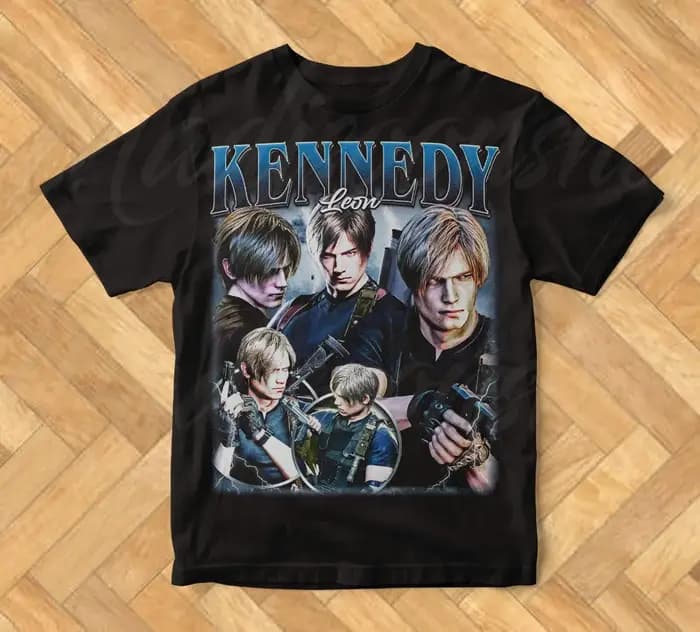 Limité Leon Kennedy T-Shirt Cadeau pour Femme Homme Coton Pesé T-Shirt Vêtements Graphique Chemise À