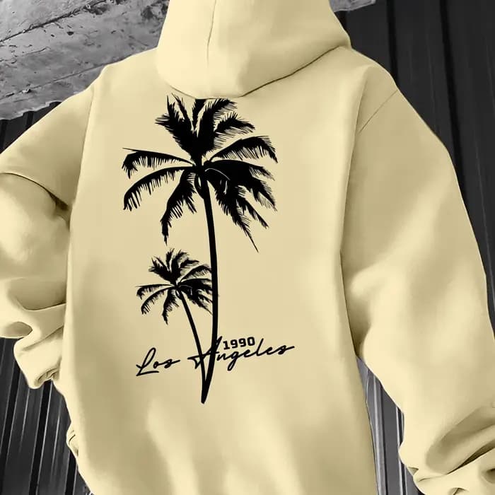 Sweat à capuche tendance pour hommes avec des éléments représentant des cocotiers, avec des imprimés