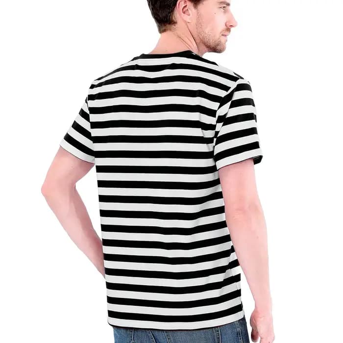 Chemise à rayures noires et blanches pour hommes