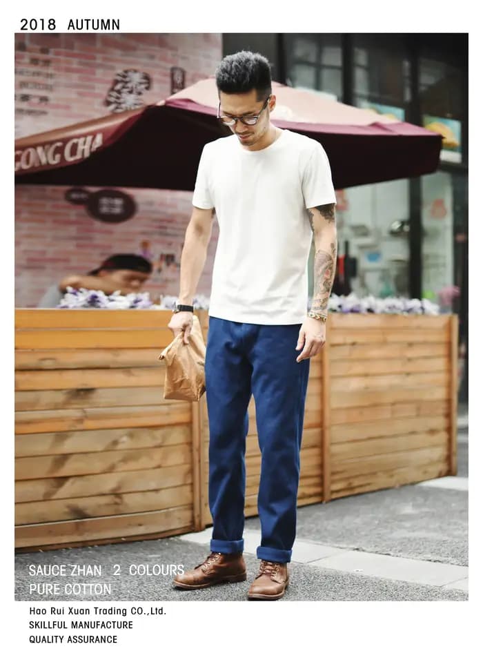 SauceZhan hauts et t-shirts T-shirt homme manches courtes Anti-déformation Anti-rétrécissement Doubl