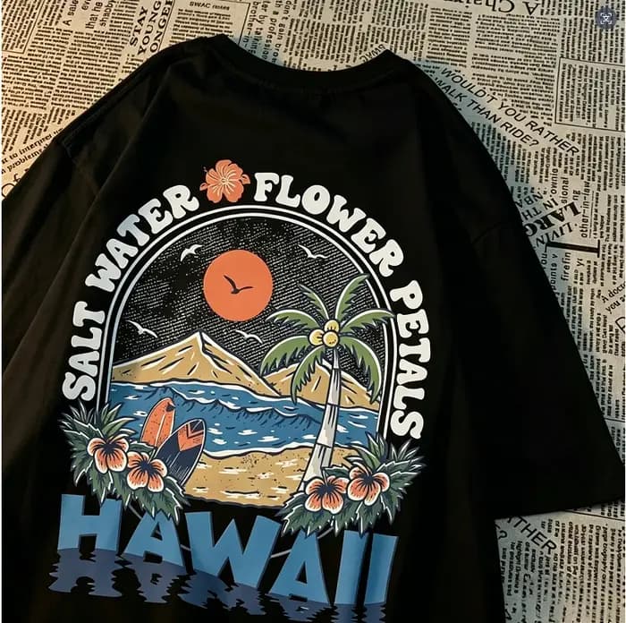 T-shirts décontractés style Harajuku Hawaï pour hommes et femmes