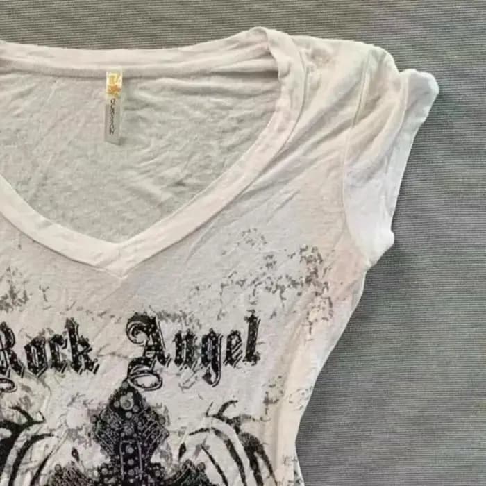 Américain rétro sous-culture croix impression T-shirts Harajuku mince à manches courtes t-shirt Punk haute rue Hottie