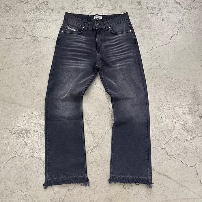 Jean unisexe coupe droite délavé style décontracté streetwear