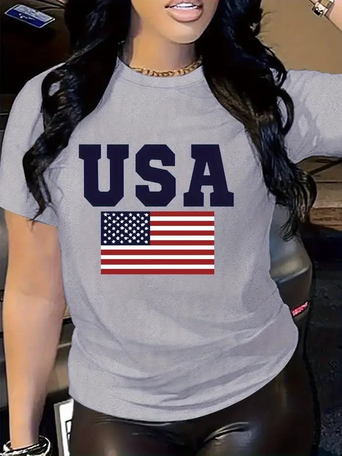 T-Shirt à manches courtes et col ras du cou pour femme