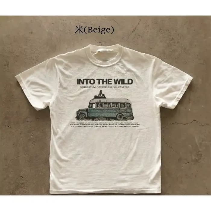 T-shirt graphique Into the Wild, style vintage, motif film d'aventure, pour l'été, coupe ample et re