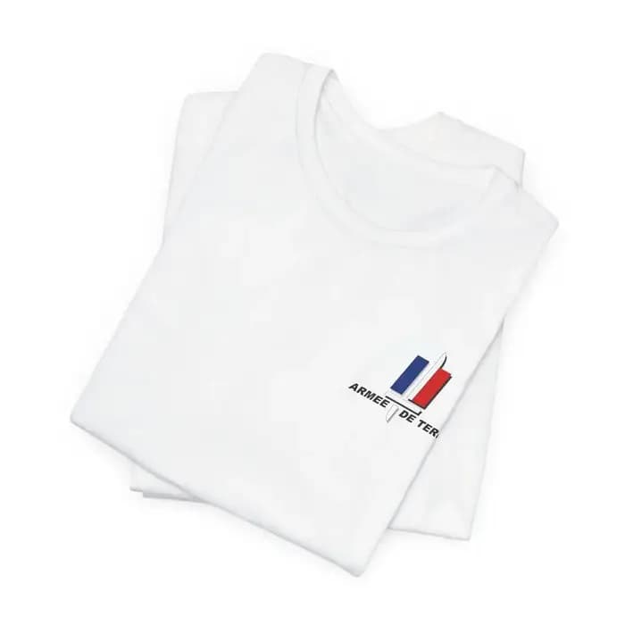 T-shirt Manches Courtes 100% Coton, Décontracté, Armée Française, Terre