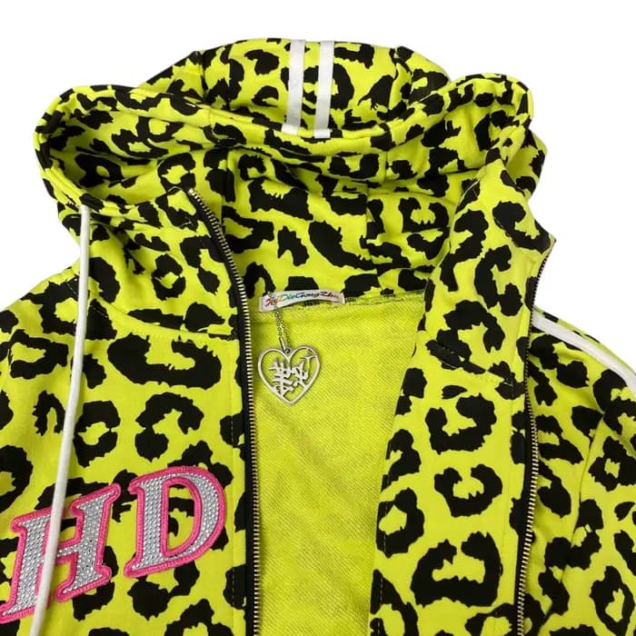Harajuku imprimé léopard sweat à capuche zippé vêtements d'extérieur décontractés femmes