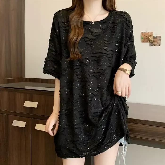 Trou grande taille rue décontracté hauts été nouveau à manches courtes en vrac solide jeunesse mode t-shirts paresseux Style coréen femmes vêtements