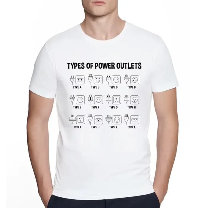 T-Shirts imprimés, Streetwear d'été, Types de prises de courant, cadeau drôle d'électriciens T-Shirt