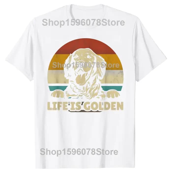 Golden Retriever chien la vie est dorée graphique T-shirts hommes femmes mode t-shirt style décontra