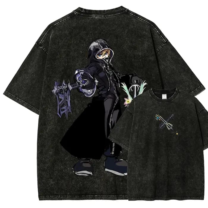 T-shirt en coton surdimensionné double face lavé