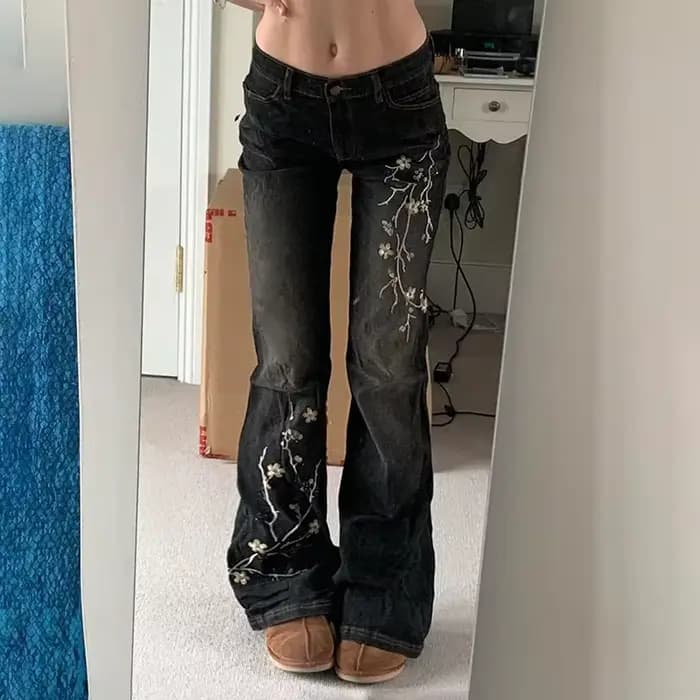 Jean vintage coupe bootcut taille basse pour femme