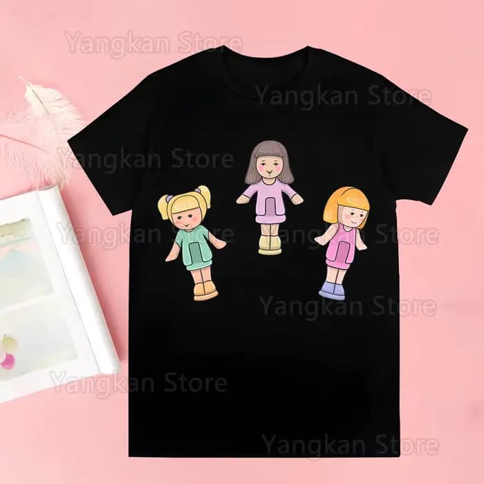 Polly poche dessin animé imprimé t-shirt femmes Kawaii chemises graphiques décontracté à manches courtes femme
