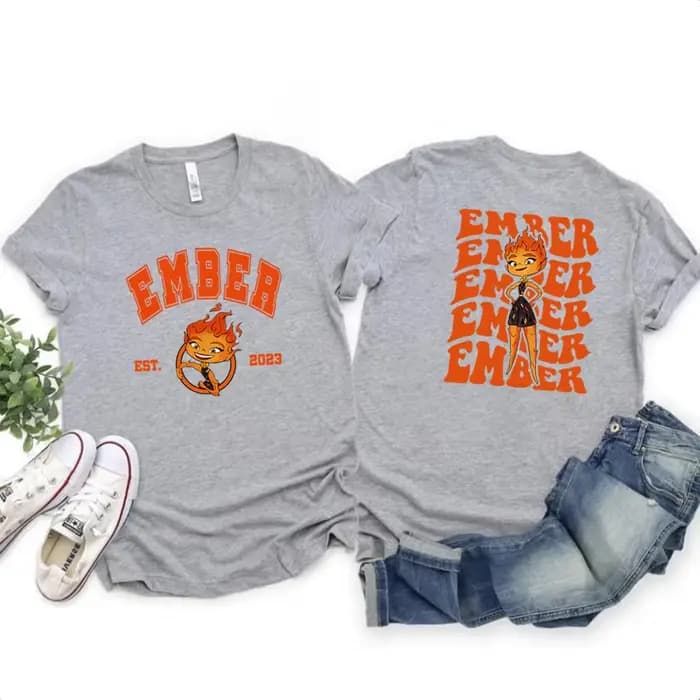 T-shirt manches courtes, motif Wade et Ember, avec face Chim2, motif Magic Kingdom, WDW