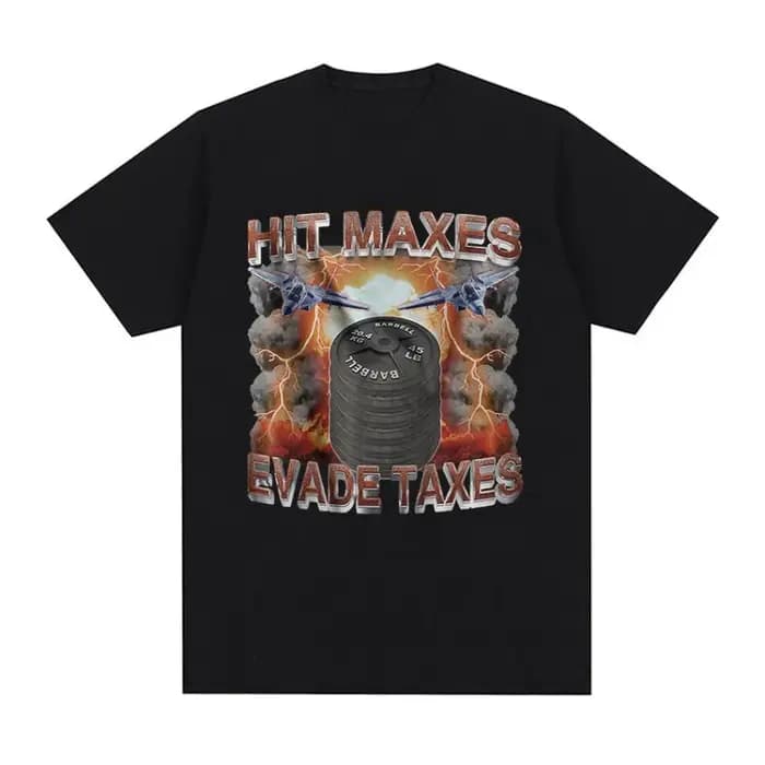 T-shirt graphique Hit Maxes Evade Taxes, T-shirt rétro amusant à manches courtes pour hommes, T-shir