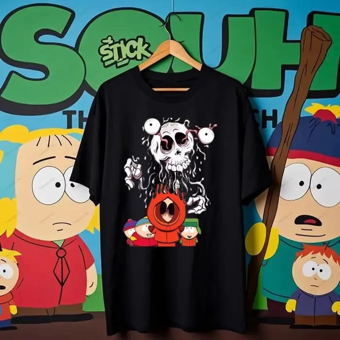Amusant parc du sud dessin animé t-shirt unisexe femmes hommes