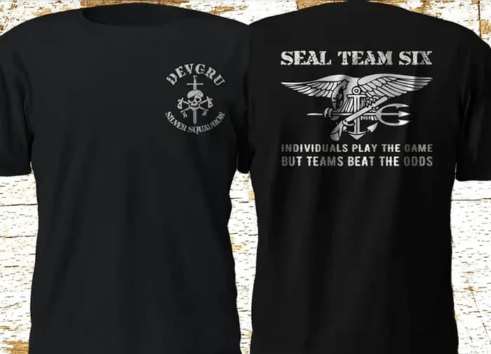 Naval Seal Team 6 Six Devgru Silver Squadron T-Shirt 100% coton col rond été manches courtes décontr