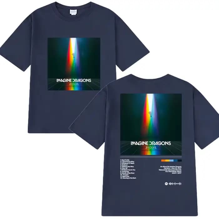 Imagine Dragons Evolve Album Double face impression t-shirt hommes femmes vintage Hip Hop streetwear unisexe coton à manches courtes T-shirts