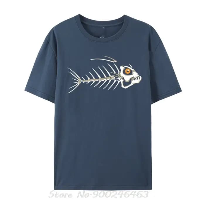 Poisson squelette os personnalisé plaine drôle T-Shirts coton t-shirt pour fête