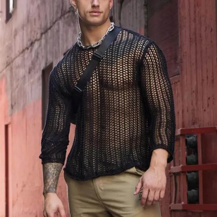T-shirt à Manches sulfet Col Rond pour Homme