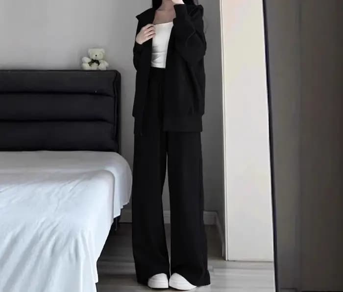 Costume de sport de loisirs pour femmes, ensemble deux pièces, ample, à capuche, gris, pantalon à ja