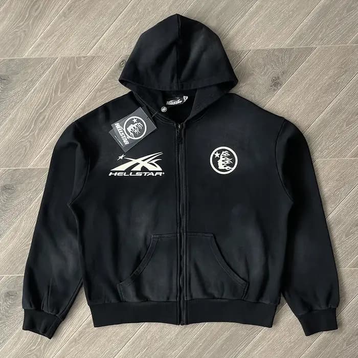 HS Sports Sweat à capuche zippé Big Logo Wash Cotton Zip Pull