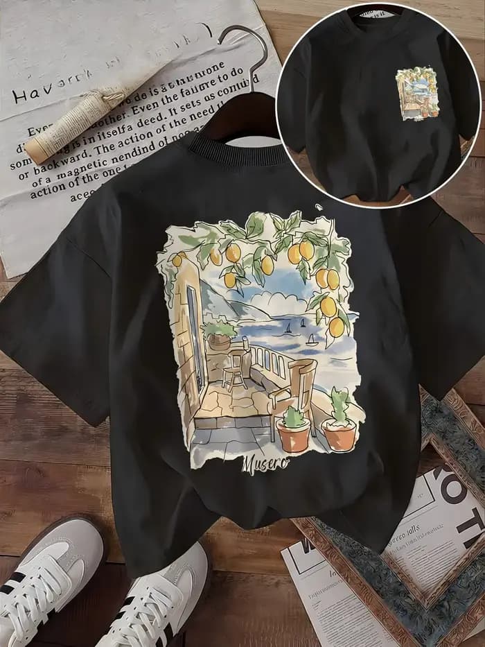 T-shirt graphique citron méditerranéen