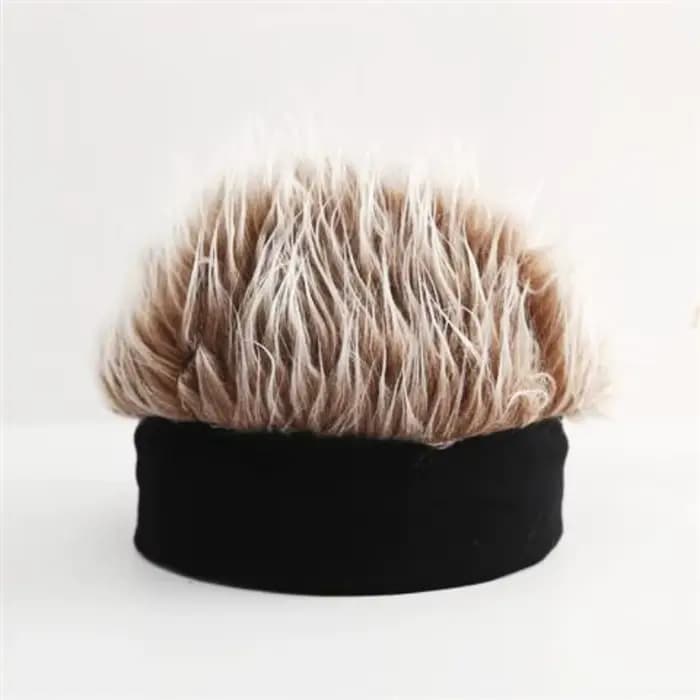 Bonnet hip-hop en faux cheveux pour hommes – Bonnet tête de mort noir de style tricot avec cheveux s