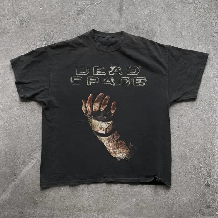 T-shirt rétro noir Dead Space 08 pour homme, en pur coton, col rond, grande taille, haut unisexe, st