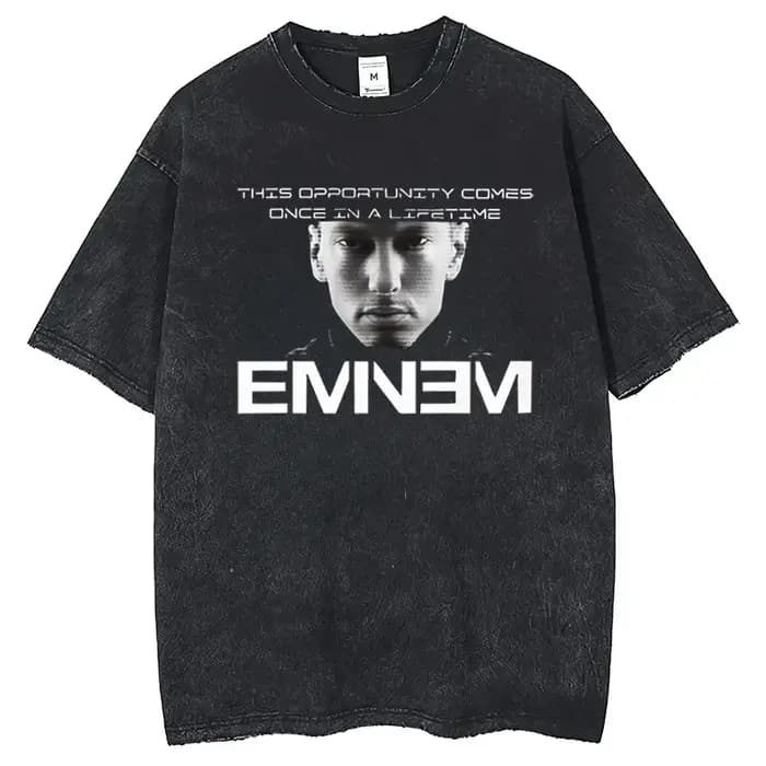 T-shirt délavé unisexe, rappeur des années 90, Eminem World Tour, musique, gothique, Streetwear, gra