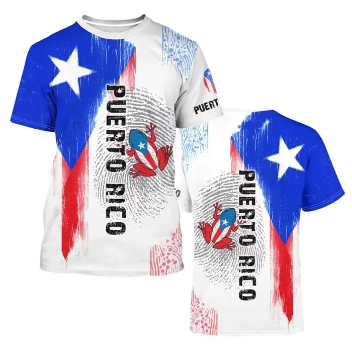 T-shirt unisexe décontracté avec emblème national de Porto Rico Feel