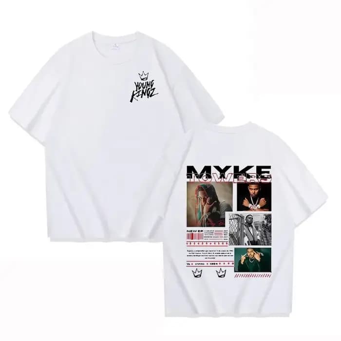 T-shirts graphiques Myke Towers pour hommes et femmes, mode Hip Hop, T-shirts surdimensionnés, confo