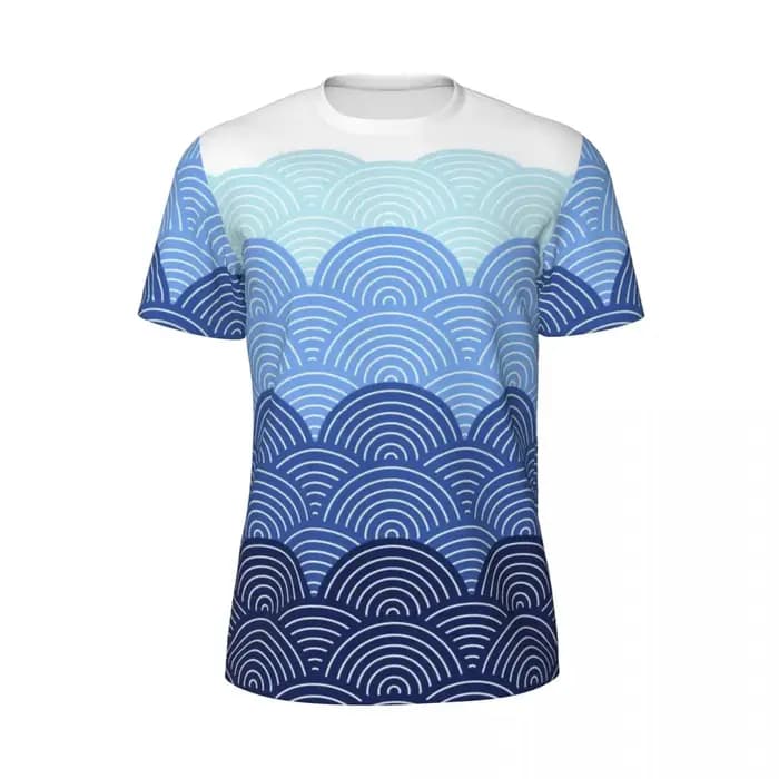 T-Shirt de sport pour hommes japonais Seigaiha imprimé T-Shirts Hippie vagues bleues plage