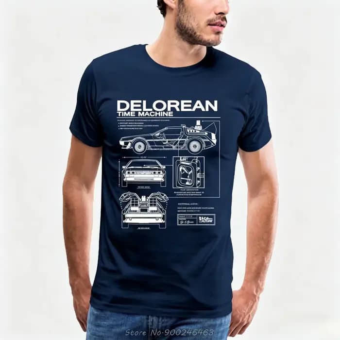 T-shirt imprimé Back To The Future Delorean Schematic pour hommes
