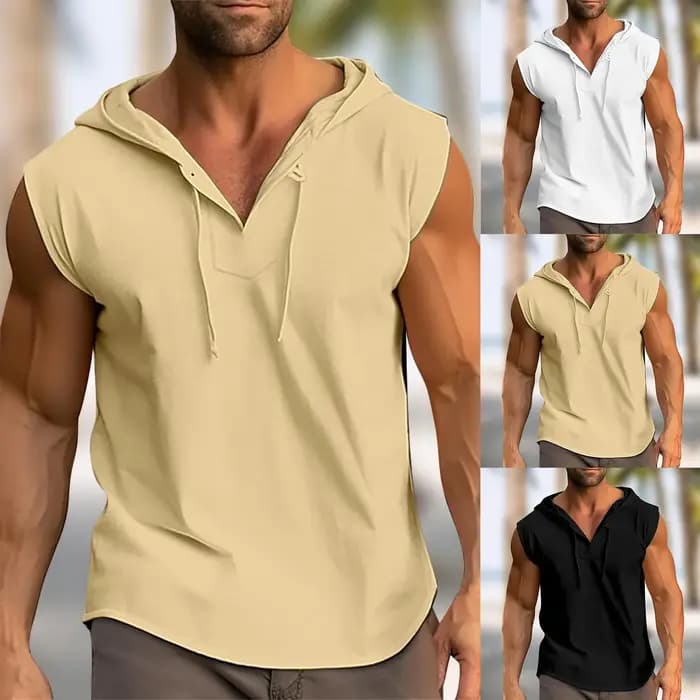 Hommes sweat à capuche sans manches décontracté
