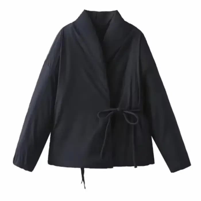 Marque de luxe vêtements pour femmes chaud manches longues coton manteaux automne hiver ceintures polyvalentes noir