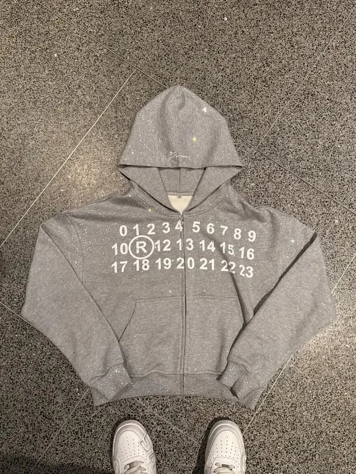 Nouveau sweat à capuche zippé imprimé numérique ciel étoilé diamanté style American High Street pour l'automne 2026