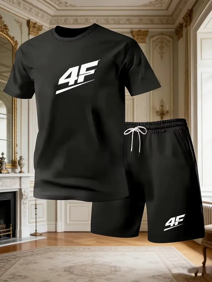 Ensemble deux pièces décontracté pour homme : T-shirt et short respirant à manches courtes