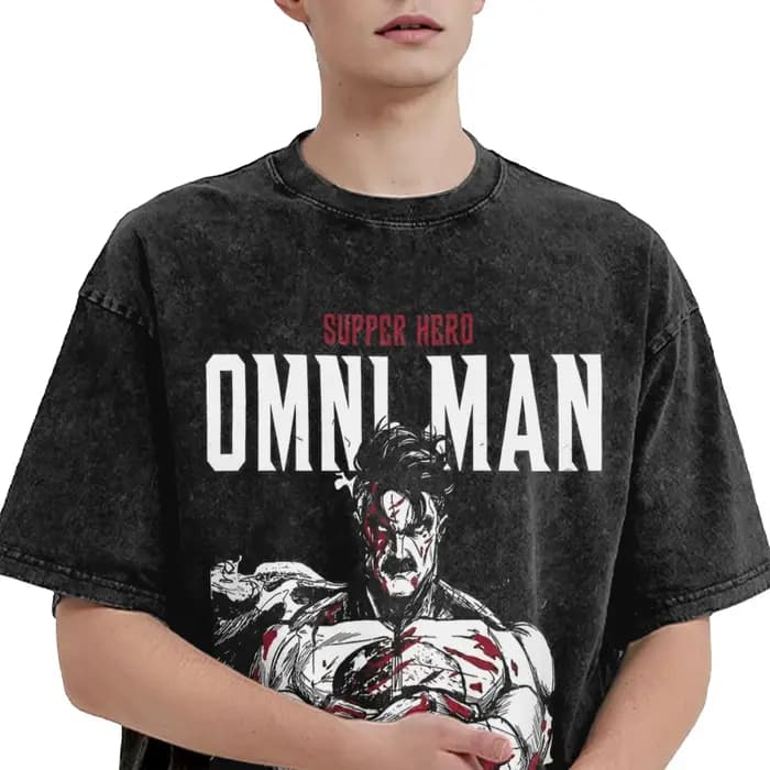 T-shirts Super Héros Omni Man Invincible Lavés Streetwear Hip Hop Vintage
