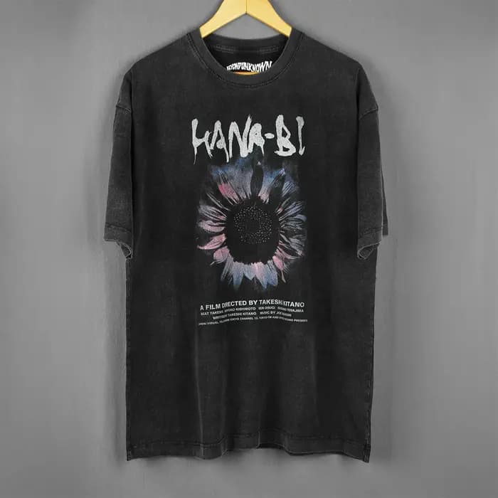Hana-Bi T-Shirt travaux d'incendie film japonais Takeshi Kitano Sonatine une scène à la mer été coton