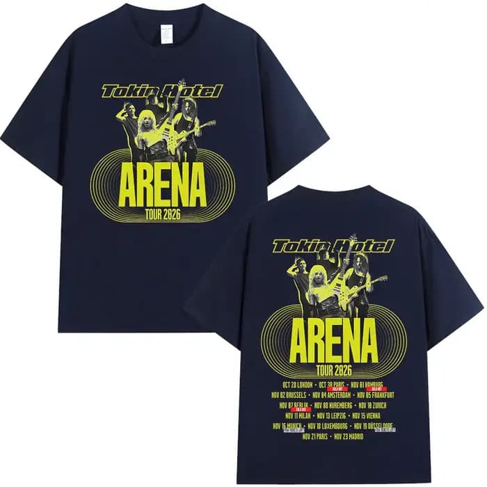 T-shirts de la tournée Arena 2026 du groupe rock Tokio Hotel