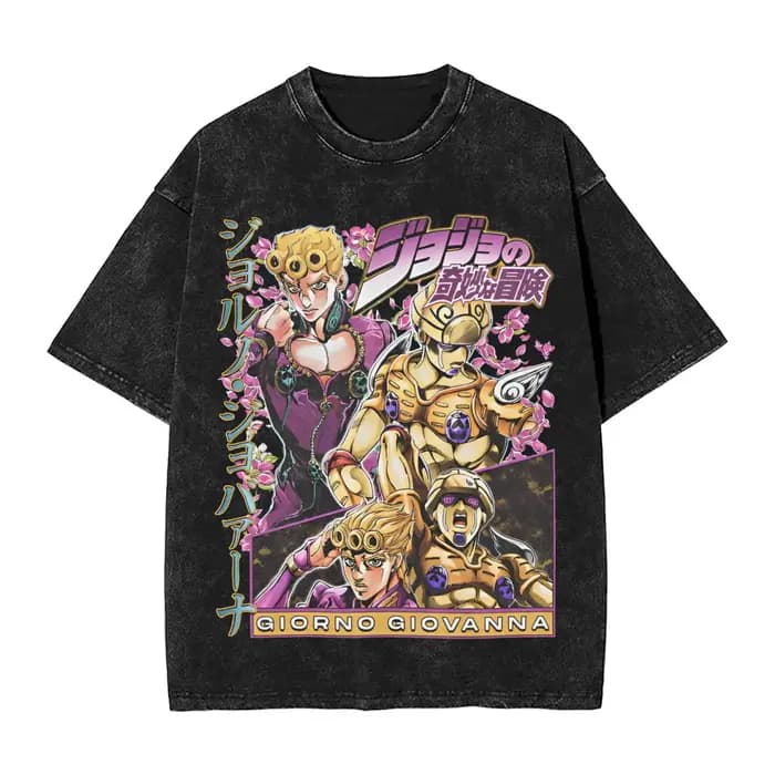 Anime JoJo's Bizarre Adventure Johnny Joestar graphique T-shirt hommes lavé coton t-shirts Vintage Manga