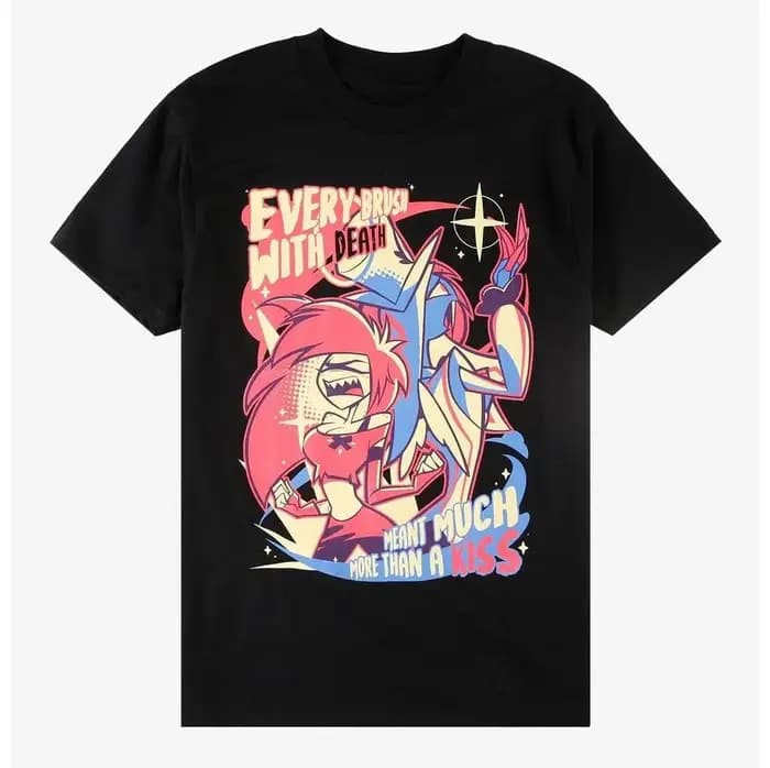 Hazbin Hotel Alastor What Now T-shirt en charbon de bois à imprimé géant unisexe S-4XL Style de luxe haut de gamme pour hommes et femmes