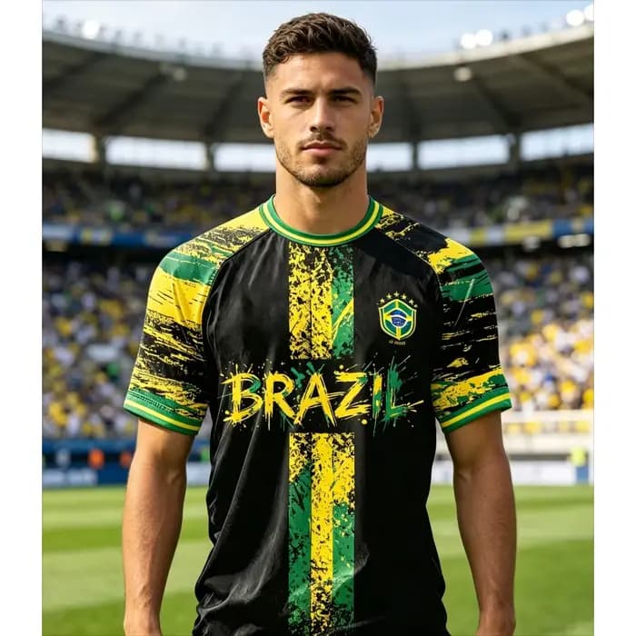 Nouveaux Maillots de Football Brésil 2026 pour Hommes – T-shirts Classiques God Brazil à Manches Courtes