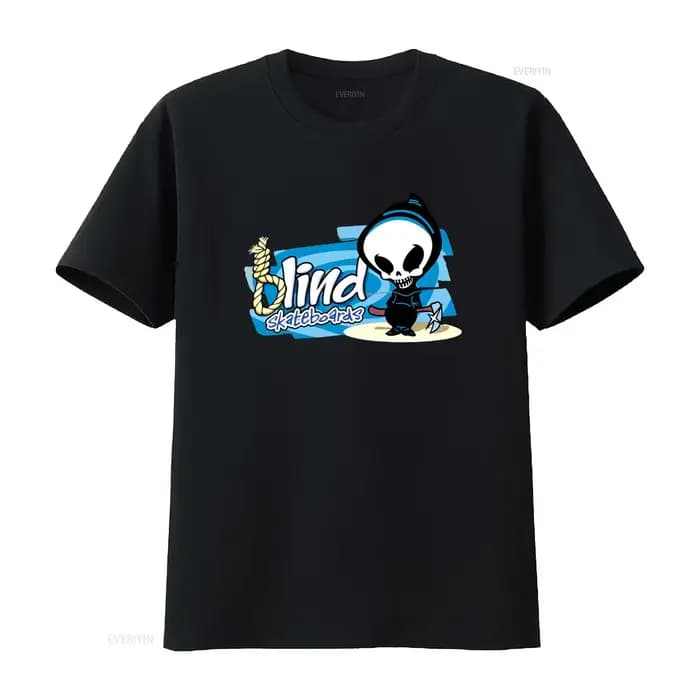 T-shirt avec logo Blind Skateboards pour les passionnés de skateboard, design élégant avec squelette