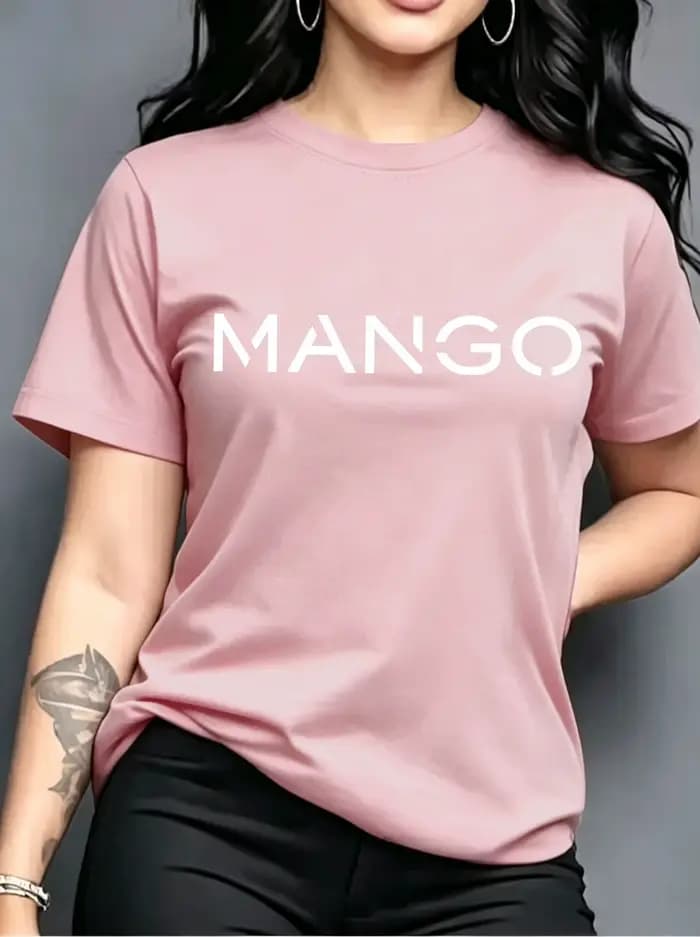 Nouveauté : T-shirts minimalistes pour femmes avec motif graphique MANGO, blancs, col rond, manches