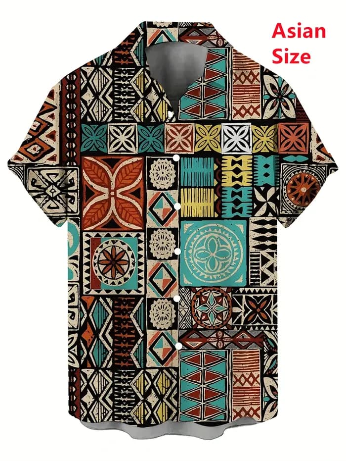 Hawaï chemises pour hommes 3D Paisley graphique à manches courtes T-shirt décontracté revers boutons