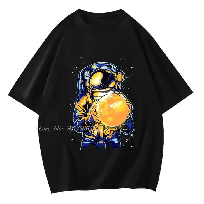 T-shirt décontracté en coton astronaute respirant surdimensionné