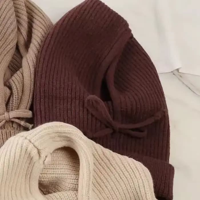 Casquettes à capuche tricotées hiver cagoule chapeaux femmes Style coréen extérieur plus chaud cordon